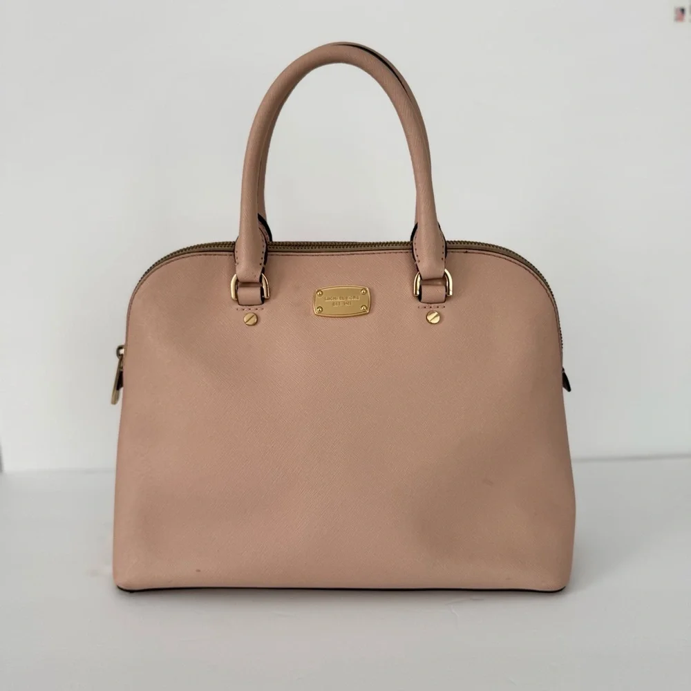 Michael Kors Cindy Pink Large Leather Dome Satchel